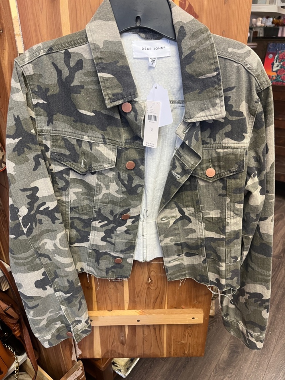 Dear John Green Camo Cropped Trucker Jacket